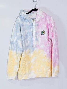 Cross Colours Women's Cotton Tie Dye Print Pattern Pullover Hoodie Sweatshirt S